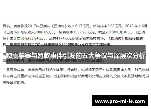 魏震禁赛与罚款事件引发的五大争议与深层次分析